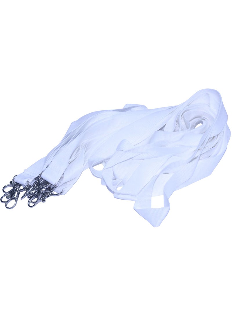 FIS 10-Piece FIS Flat Lanyard White with Metal Hook 2X90cm - FSNA01-2CM/10 - Image 1