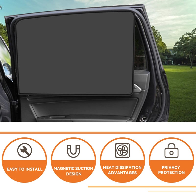 QUICTO Car Window Sun Shades, Universal Interior Accessories - Double-Sided Black (4pcs) - Image 4