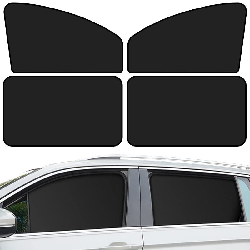 QUICTO Car Window Sun Shades, Universal Interior Accessories - Double-Sided Black (4pcs) - Image 1