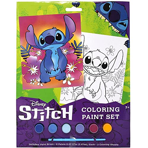Innovative Designs Disney Stich Coloring Paint Set - Disney Lilo and Stitch Movie Kids Art Set, Includes 6 Acrylic Paint Set, Brush, and 2 Coloring Sheets, Fun Children Painting Set Activity for Boys and Girls Ages 3+ - Image 3