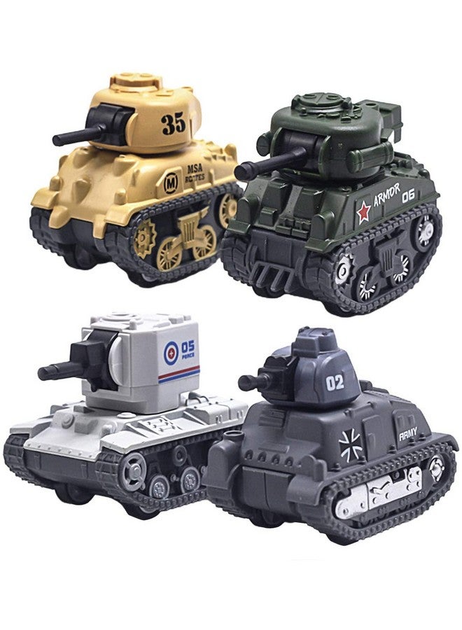 Ai-Fun 4Pcs Mini Tank Pull Back Tank Model Toy Military Toy Vehicle For Kids (Solid Color) - Image 1