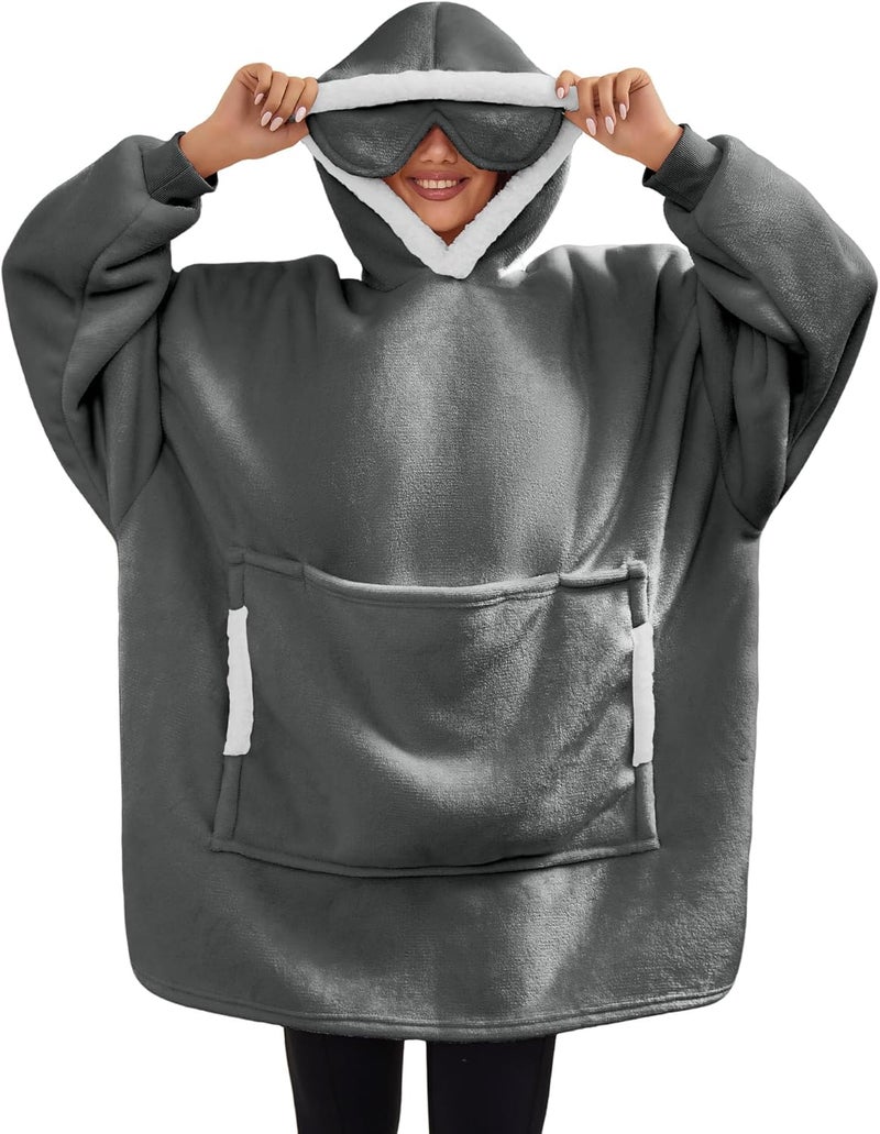 Gentlewarm Store Wearable Blanket Hoodie for Adults Women Men,Oversized Soft Warm Sherpa Fleece Hoodie with Pets Giant Pocket - Image 1