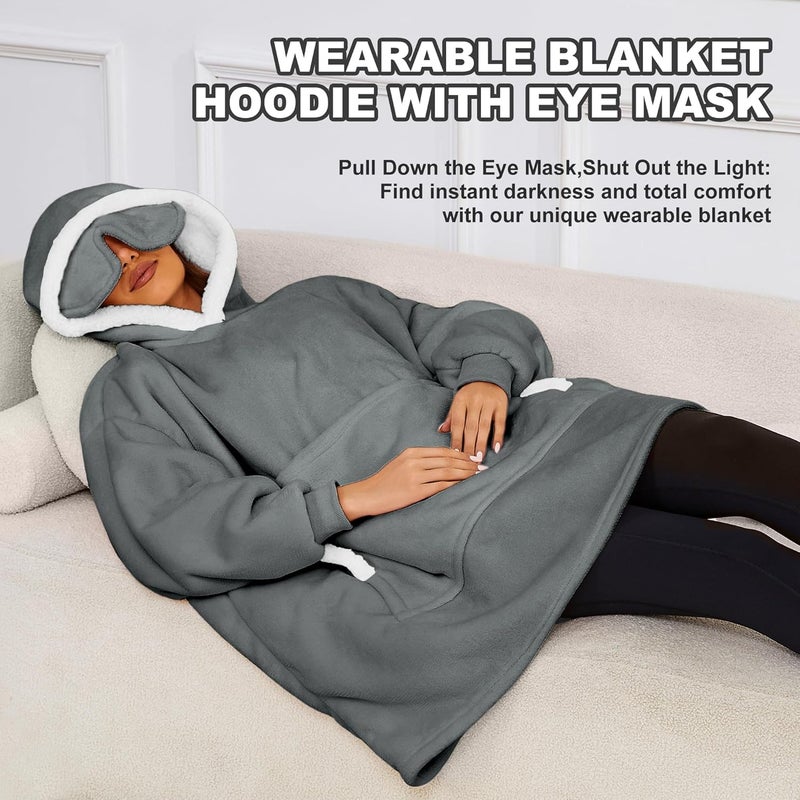 Gentlewarm Store Wearable Blanket Hoodie for Adults Women Men,Oversized Soft Warm Sherpa Fleece Hoodie with Pets Giant Pocket - Image 3