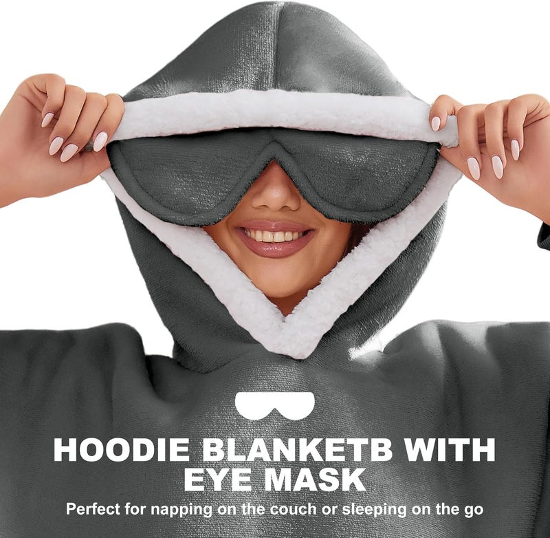 Gentlewarm Store Wearable Blanket Hoodie for Adults Women Men,Oversized Soft Warm Sherpa Fleece Hoodie with Pets Giant Pocket - Image 2
