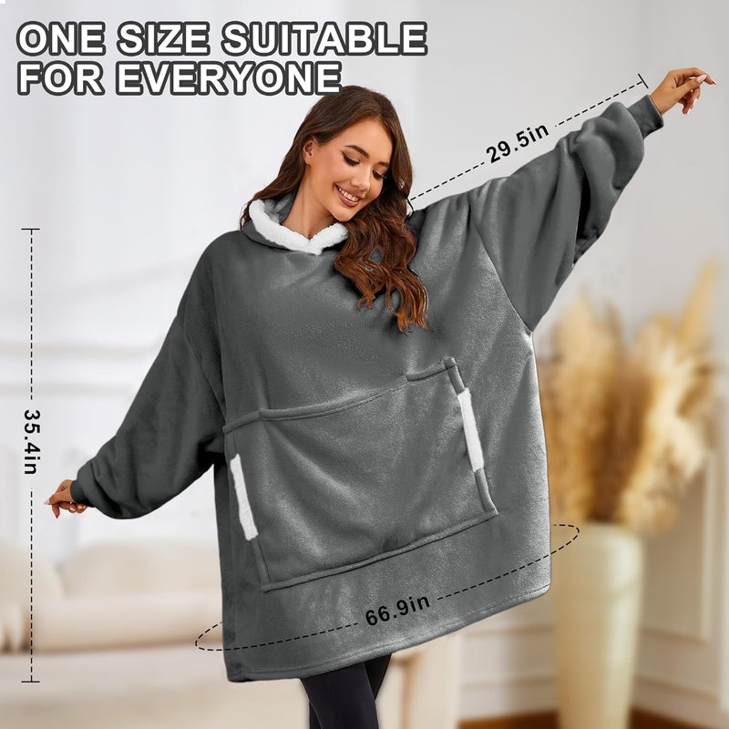 Gentlewarm Store Wearable Blanket Hoodie for Adults Women Men,Oversized Soft Warm Sherpa Fleece Hoodie with Pets Giant Pocket - Image 4