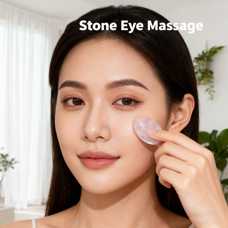 Pink Stone Massage Patch Eye Mask Hot Cold Therapy Portable Home Office Travel - Image 5