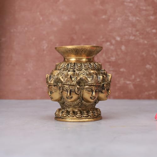The Advitya Brass Ashtalakshmi Kalash for Pooja Decoration Items| Puja Lota with Nariyal and Mango Leaves| Diwali Decoration for Home| Diwali Gift|House Warming Gift|Festive Decor (4in.|890gm.) - Image 3