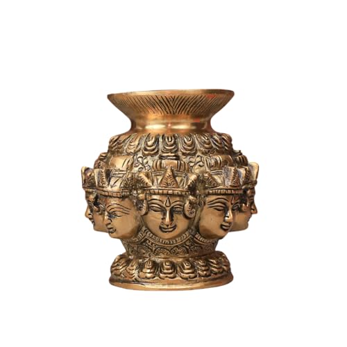 The Advitya Brass Ashtalakshmi Kalash for Pooja Decoration Items| Puja Lota with Nariyal and Mango Leaves| Diwali Decoration for Home| Diwali Gift|House Warming Gift|Festive Decor (4in.|890gm.) - Image 4