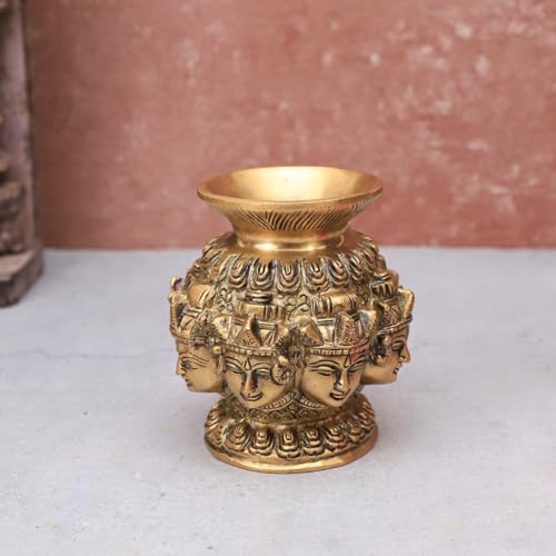 The Advitya Brass Ashtalakshmi Kalash for Pooja Decoration Items| Puja Lota with Nariyal and Mango Leaves| Diwali Decoration for Home| Diwali Gift|House Warming Gift|Festive Decor (4in.|890gm.) - Image 2
