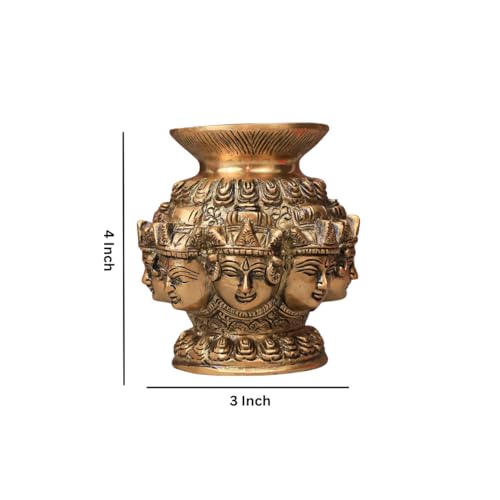 The Advitya Brass Ashtalakshmi Kalash for Pooja Decoration Items| Puja Lota with Nariyal and Mango Leaves| Diwali Decoration for Home| Diwali Gift|House Warming Gift|Festive Decor (4in.|890gm.) - Image 5