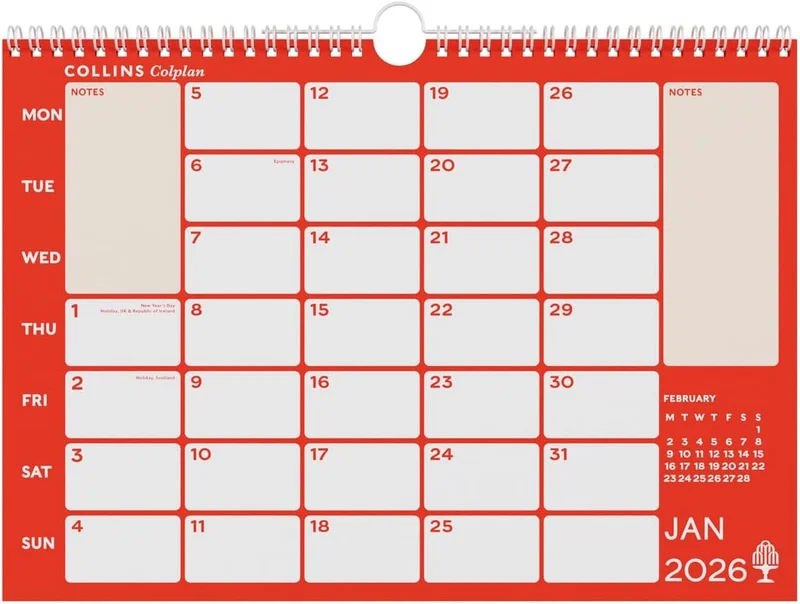 Collins Collins - Colplan - A3 Monthly Wall Diary Calendar 2026 (CMC-26)