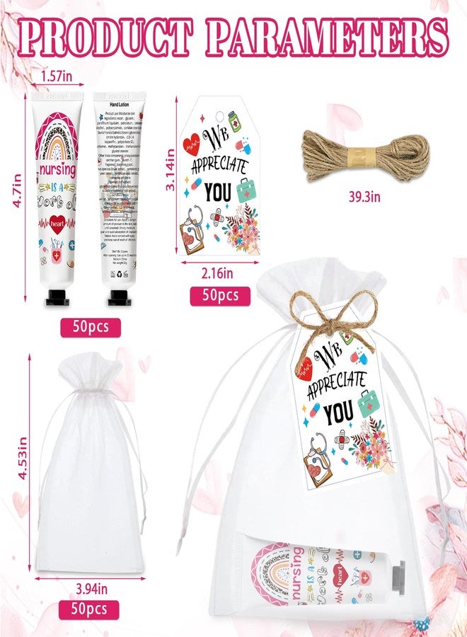 Nlicrst 50 Pcs Nurse Hand Cream Appreciation Gifts Include Nurses Week Bulk Gifts Include Organza Bags Thank You Tags for Nursing Graduation Nurses Week New Nurses ravel Size Moisturizing Hand Lotion Supplies - Image 2