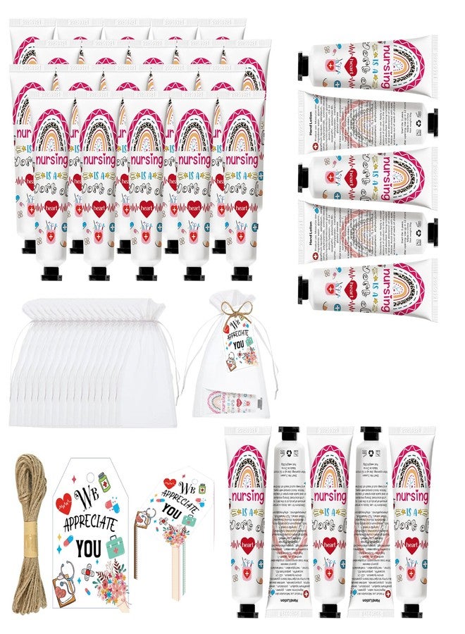 Nlicrst 50 Pcs Nurse Hand Cream Appreciation Gifts Include Nurses Week Bulk Gifts Include Organza Bags Thank You Tags for Nursing Graduation Nurses Week New Nurses ravel Size Moisturizing Hand Lotion Supplies - Image 1