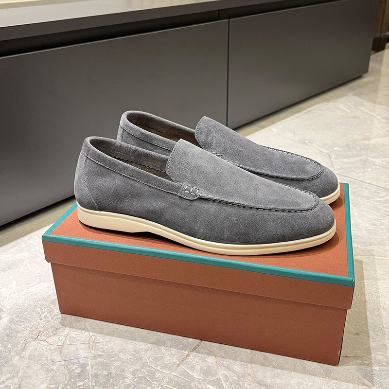 European Station Classic British Style Loafers Sheepskin Leather Tassel Slip-On Flats Couple Shoes - Image 1