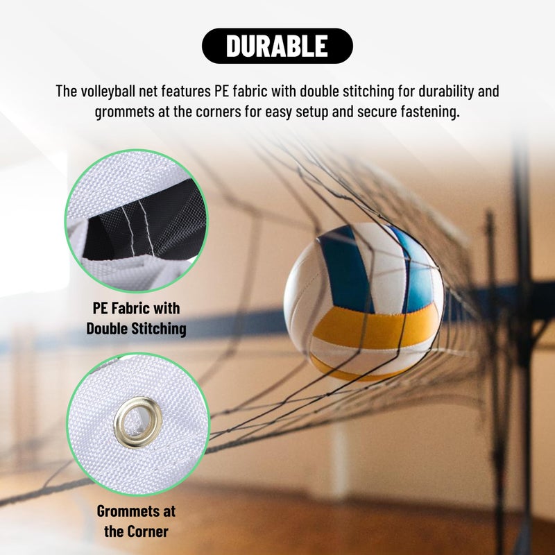 Endless Professional Volleyball Net of 32 FT * 3 FT | White | Material: Polyethylene (PE) | Tournament Net, Replacement Badminton Practice Net | Sports Supplies | Sand Volleyball Accessories - Image 3