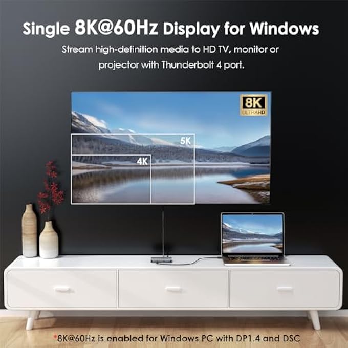 WAVLINK محور 5 في 1 ثندربولت 4، شحن PD بقوة 90 واط، عرض 8K مفرد أو عرضين 4K لجهاز ماك M1 M2 M3، ثندربولت 4/3، USB-C/USB 4 ويندوز - Image 3
