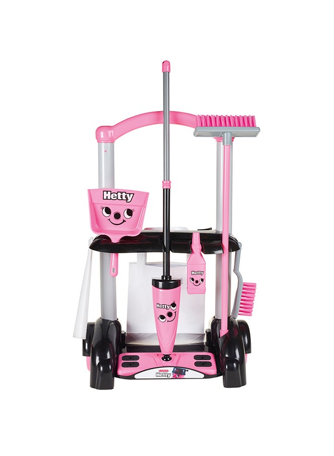 CASDON Hetty Cleaning Trolley: Pink Toy Playset With Mop, Brushes, Dustpan, And Accessories. For Children Aged 3+ - Image 1