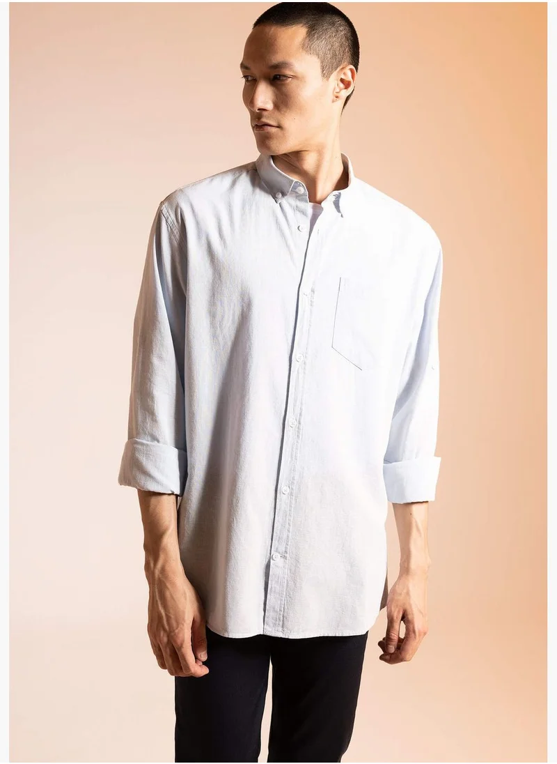 ديفاكتو Long Sleeve Slim Fit Polo Neck Shirt