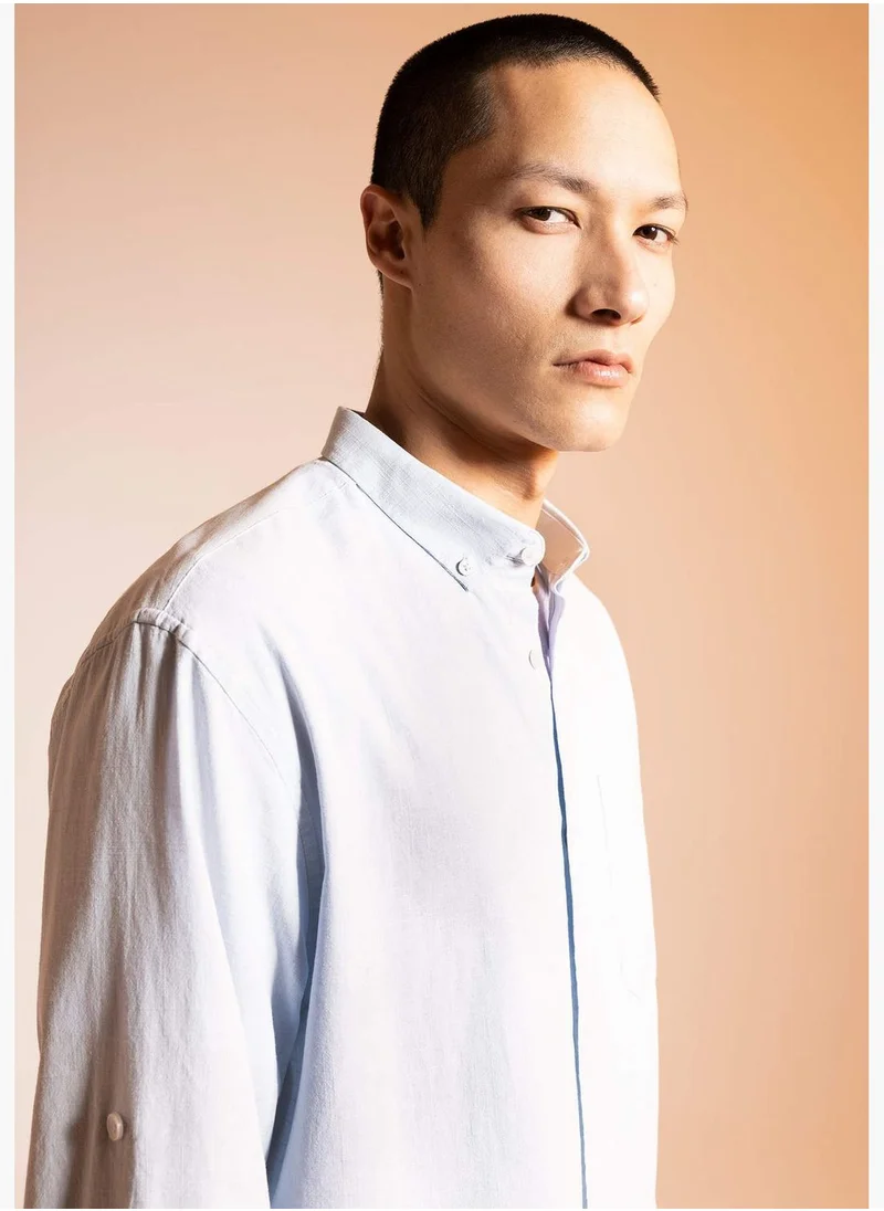 ديفاكتو Long Sleeve Slim Fit Polo Neck Shirt