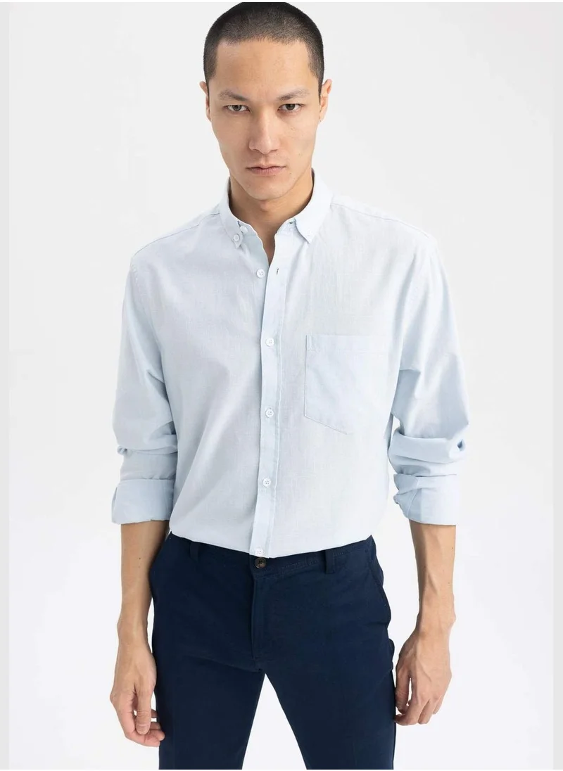 ديفاكتو Long Sleeve Slim Fit Polo Neck Shirt