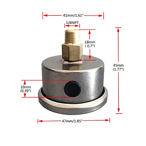 CYONRUAN Universal Fuel Pressure Gauge Liquid 0-100psi Oil Press Gauge 1/8" NPT with an 6 Fuel Pressure Take Off Fitting 6an Adapter - Image 3