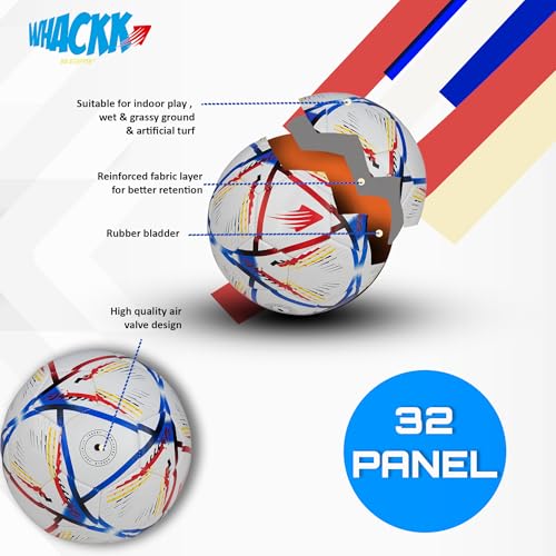 WHACKK Hagi HTCL Football Navy Red Size 5 Soccerball Hand Stitched for Practice & Training - Original PVC Waterproof. 3 Layered Ideal Sports Ball for All Ages on Ground, Grass and Turf - Image 4