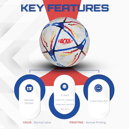 WHACKK Hagi HTCL Football Navy Red Size 5 Soccerball Hand Stitched for Practice & Training - Original PVC Waterproof. 3 Layered Ideal Sports Ball for All Ages on Ground, Grass and Turf - Image 3