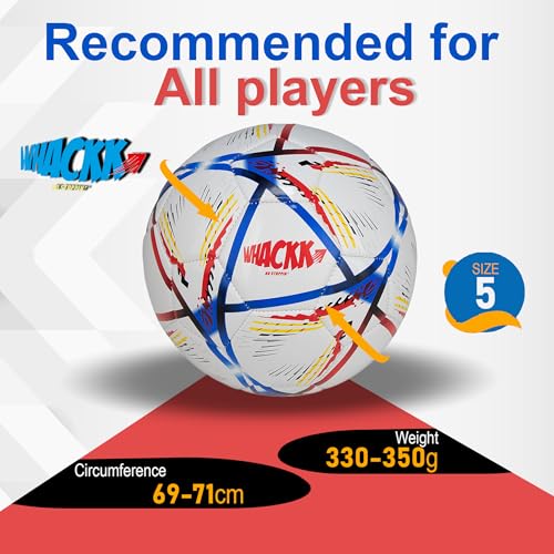 WHACKK Hagi HTCL Football Navy Red Size 5 Soccerball Hand Stitched for Practice & Training - Original PVC Waterproof. 3 Layered Ideal Sports Ball for All Ages on Ground, Grass and Turf - Image 2