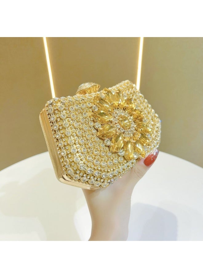 Women's Rhinestone Evening Clutch, Crystal Box Purse with Detachable Chain Strap, Elegant Party Wedding Handbag - Image 2