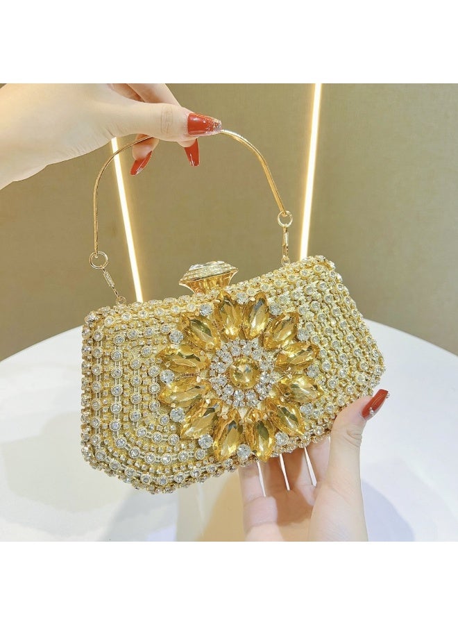 Women's Rhinestone Evening Clutch, Crystal Box Purse with Detachable Chain Strap, Elegant Party Wedding Handbag - Image 1
