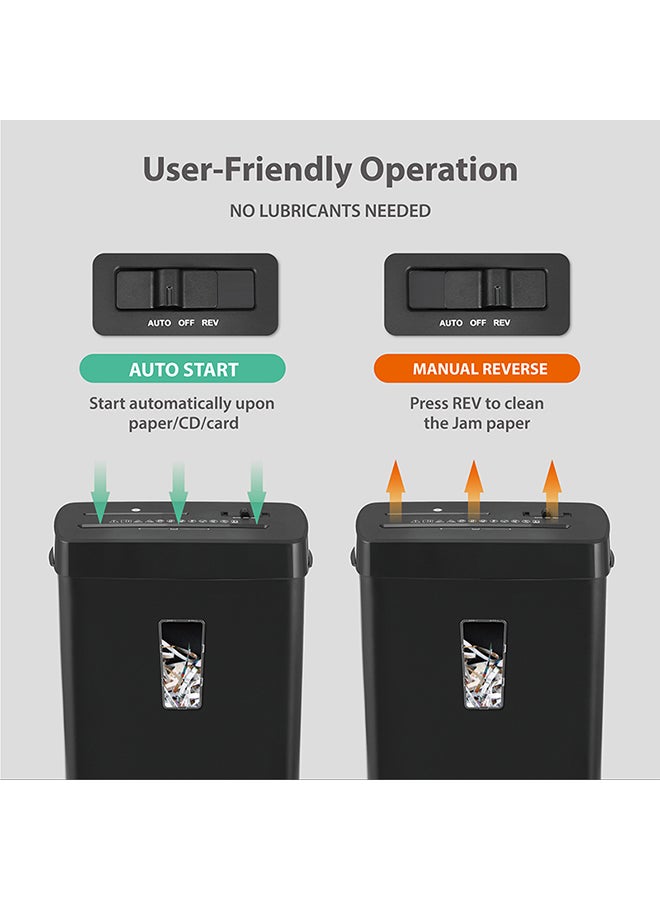 شو وو آلة تقطيع ورق، 8 ورقات تقطيع عرضي مع سلة سعة 13 لترًا، مستوى أمان عالي P-4، تصميم بثلاثة أوضاع تقطيع للبطاقات/الأقراص المدمجة/الدبابيس/المشبك، آلة تقطيع متينة، نظام مقاوم للانحشار للمكتب - Image 5