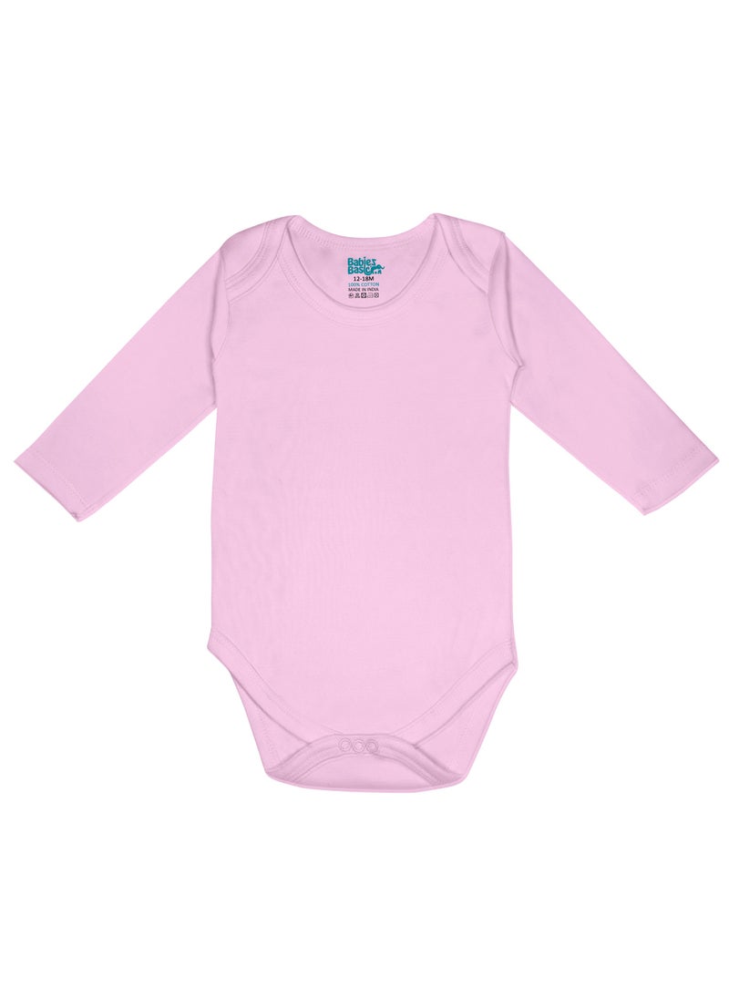 Babies Basic BabiesBasic 100% Super Combed Cotton, Long Sleeves Bodysuit, for New Born to 24months. Set of 3, Pink, Lavender, L.Pink  - Image 4