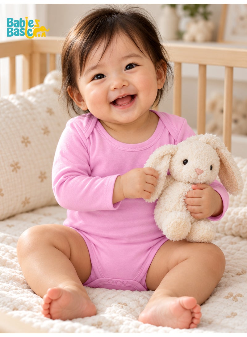 Babies Basic BabiesBasic 100% Super Combed Cotton, Long Sleeves Bodysuit, for New Born to 24months. Set of 3, Pink, Lavender, L.Pink - Image 2