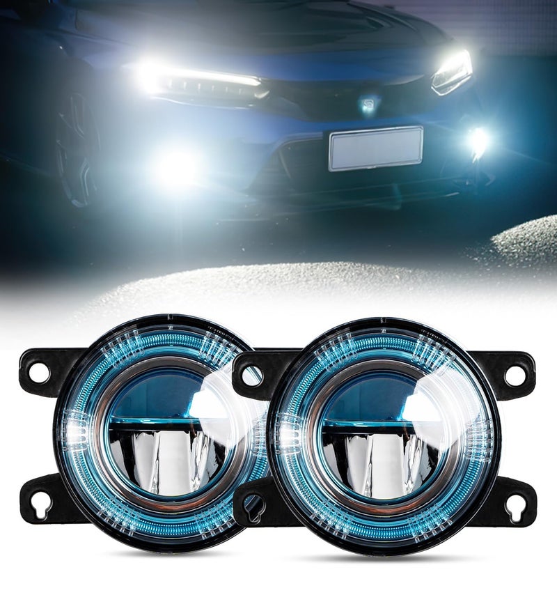Xprite 500% Bright OEM Style White LED Fog Lights w/Blue Lens Compatible with 2016-2026 Honda Civic (Sedan/Hatchback) Including Sport, EX, Touring, Honda Fit Pilot CRV Accord Odyssey, Acura - Image 1