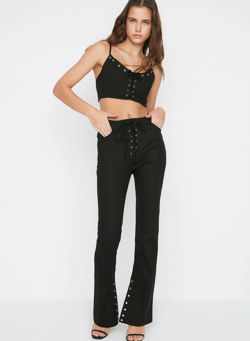 trendyol Split Hem Eyelet Detail Pants