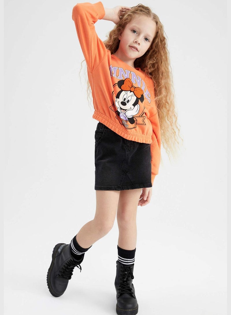 DeFacto Girl Disney Mickey & Minnie Licenced Cropped Fit Crew Neck Long Sleeve Knitted Sweatshirt  - Image 3