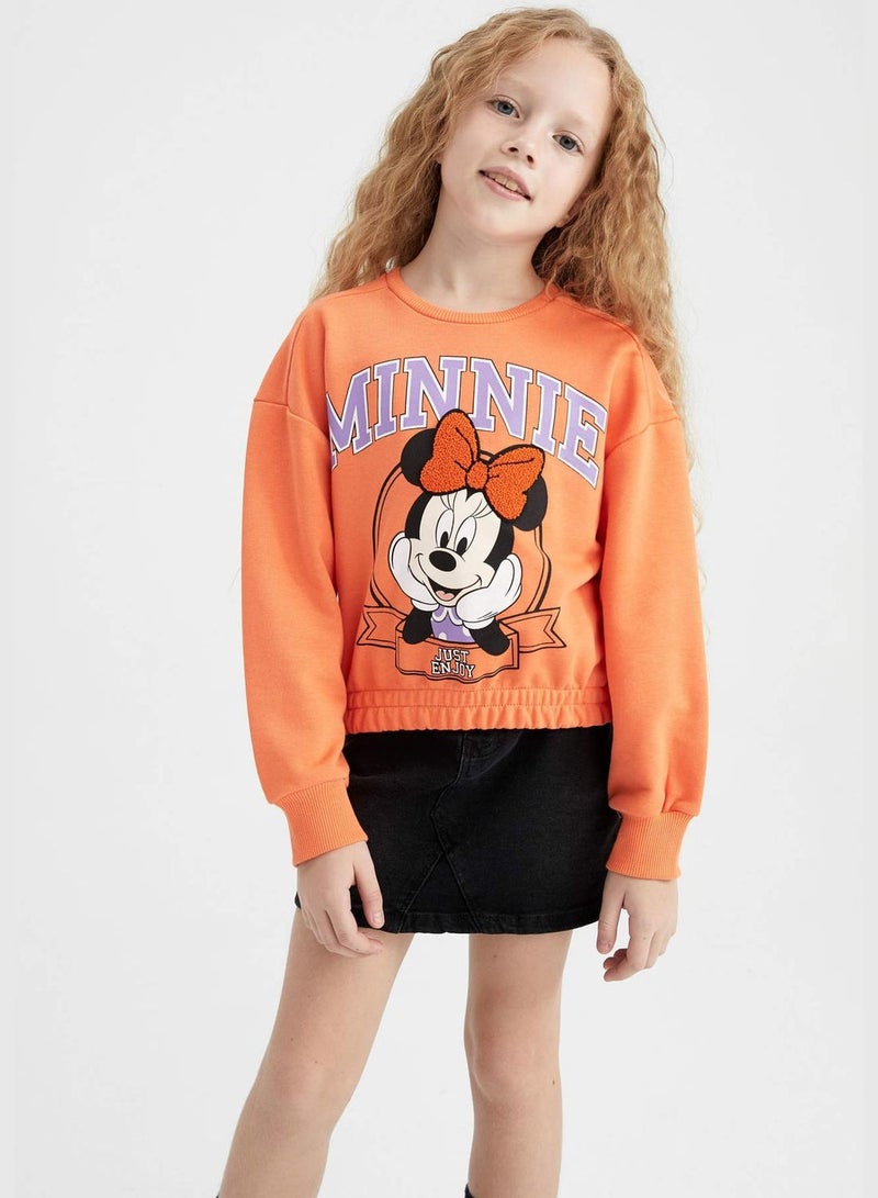 DeFacto Girl Disney Mickey & Minnie Licenced Cropped Fit Crew Neck Long Sleeve Knitted Sweatshirt  - Image 4