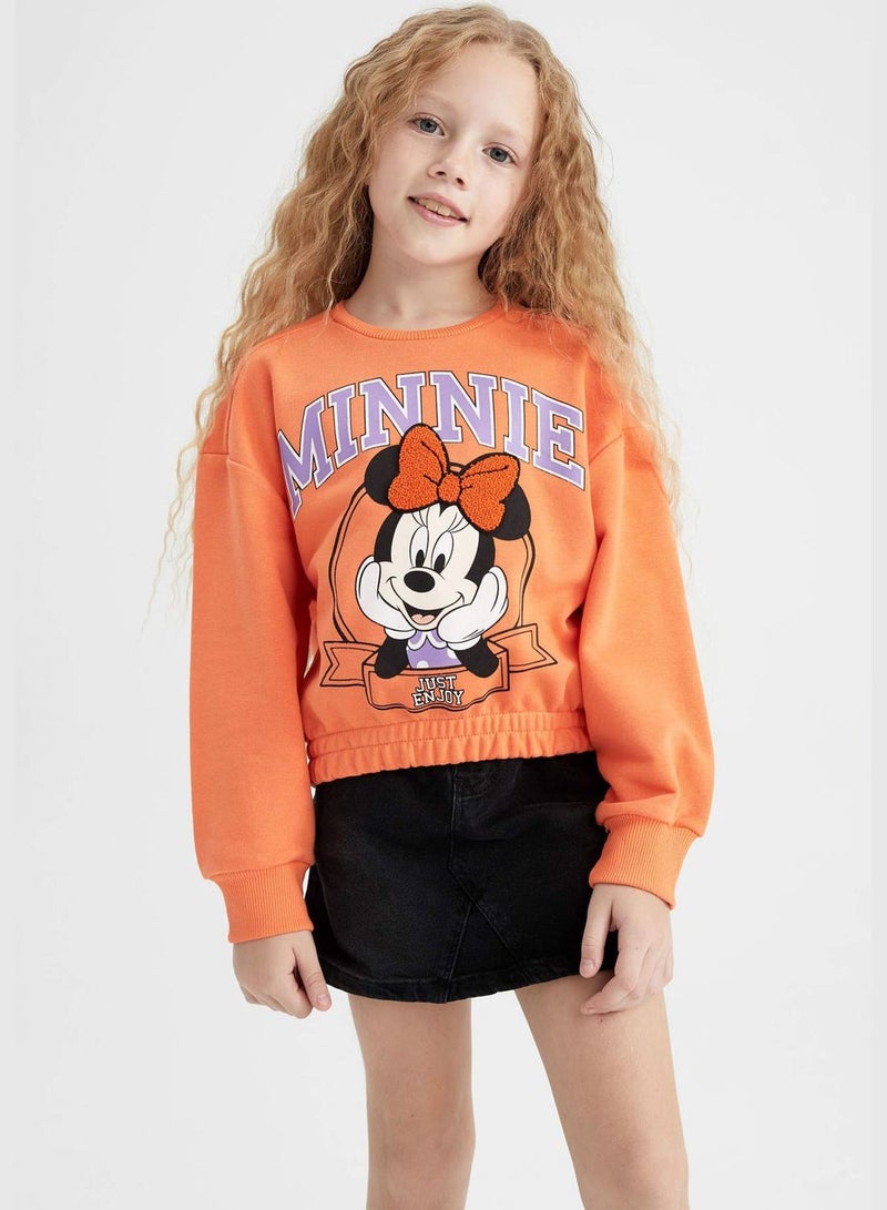 DeFacto Girl Disney Mickey & Minnie Licenced Cropped Fit Crew Neck Long Sleeve Knitted Sweatshirt  - Image 5