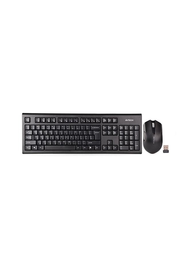 A4TECH SILENT CLICK WIRELESS KEYBOARD MOUSE SET 3000NS, 2.4G Hz  WIRELESS WITH NANO RECEIVER, FOR WINDOWS XP / VISTA / 7 / 8 / 8.1 / 10, BLACK  - Image 1