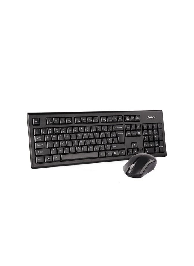 A4TECH SILENT CLICK WIRELESS KEYBOARD MOUSE SET 3000NS, 2.4G Hz  WIRELESS WITH NANO RECEIVER, FOR WINDOWS XP / VISTA / 7 / 8 / 8.1 / 10, BLACK  - Image 2