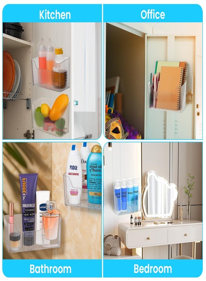 Yolev 4pcs Adhesive Cabinet Door Storage Bin Wall Mounted Inside Over Cabinet Door Organizer Clear Storage Shelf Containers For Food Under Sink Storages Shelf Refrigerator Kitchen Bathroom Office - Image 5