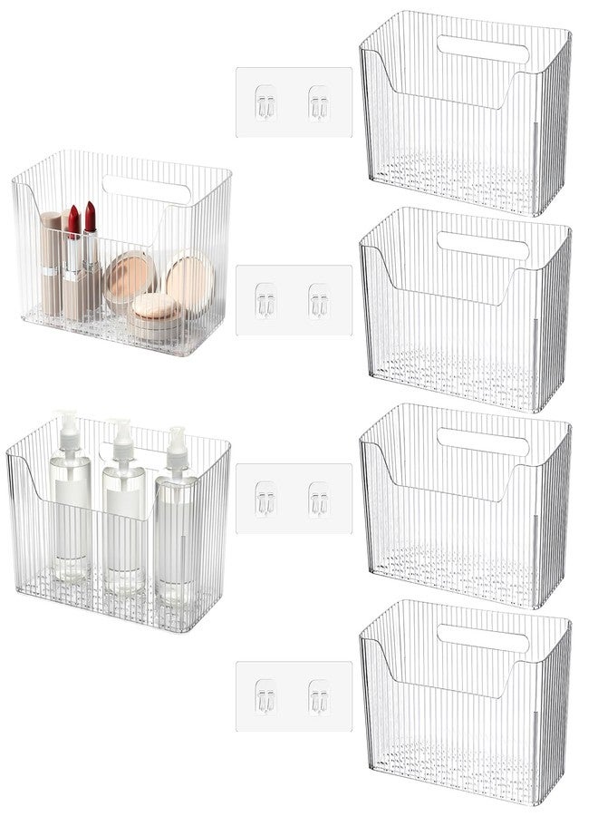 Yolev 4pcs Adhesive Cabinet Door Storage Bin Wall Mounted Inside Over Cabinet Door Organizer Clear Storage Shelf Containers For Food Under Sink Storages Shelf Refrigerator Kitchen Bathroom Office - Image 1