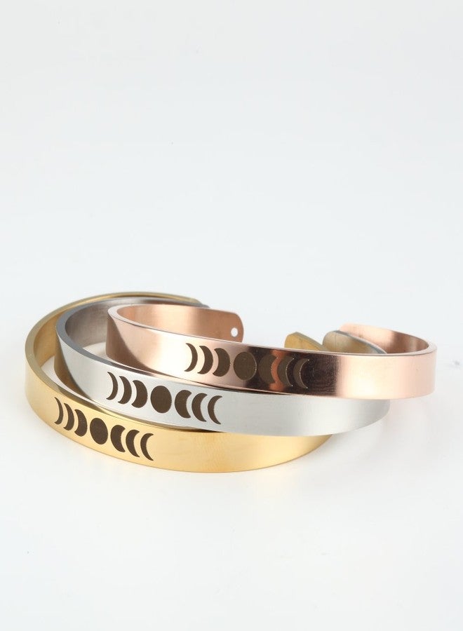 Meiligo Fashion Alloy Moon Phases Astrology Bracelet Pendant Triple Goddess Jewelry (Gold) - Image 2