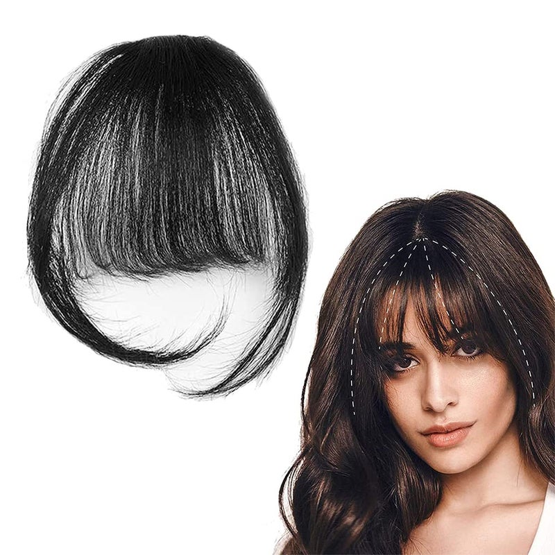 Cute Critters Clip in Bangs Front Neat Air Fringe One Piece Clip in Fringe Hair Extensions with Temples for Women Natural Color - Image 1
