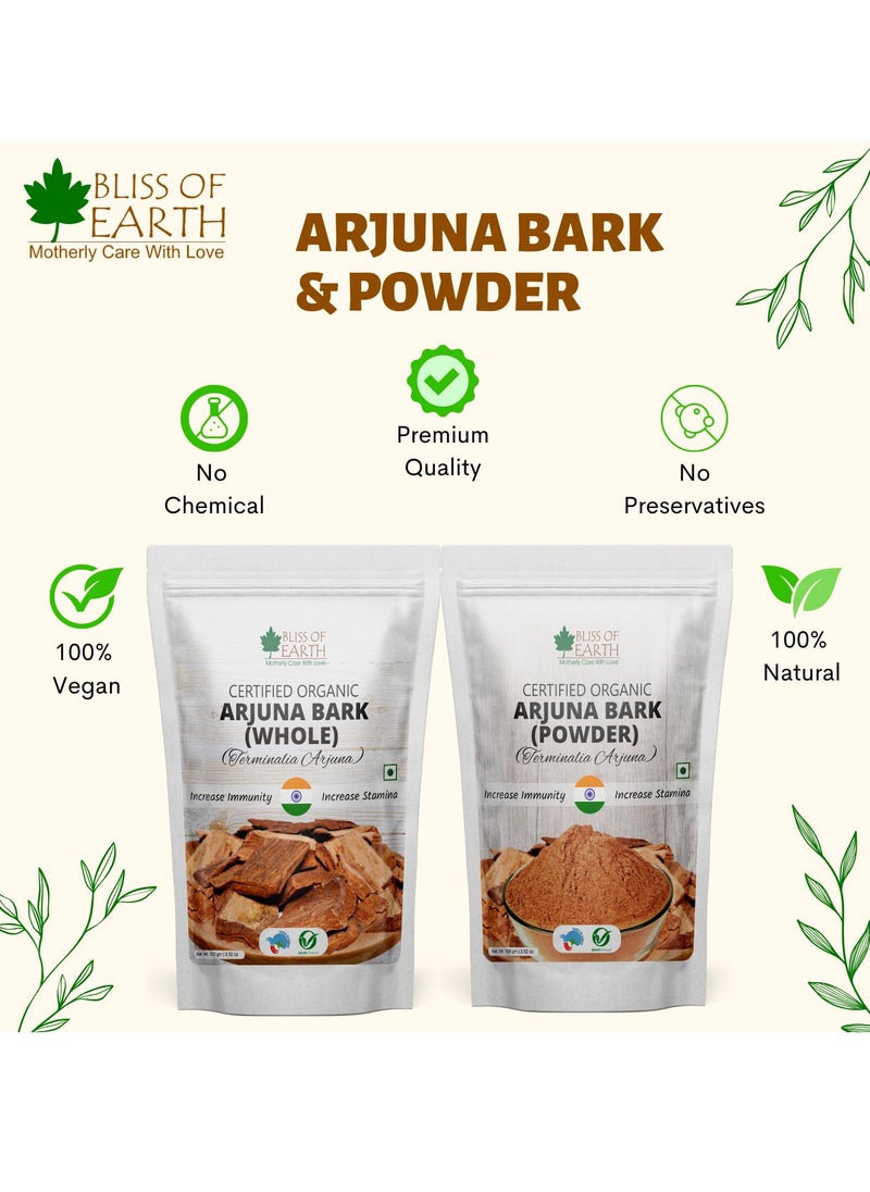 BLISS OF EARTH Arjuna Bark Powder 200g Herbal Supplement for Heart Health and Blood Pressure Organic Natural Cardiovascular Support Pack of 2  - Image 3