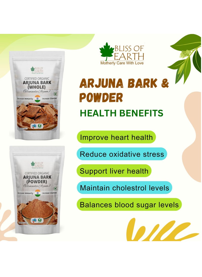 BLISS OF EARTH Arjuna Bark Powder 200g Herbal Supplement for Heart Health and Blood Pressure Organic Natural Cardiovascular Support Pack of 2  - Image 4