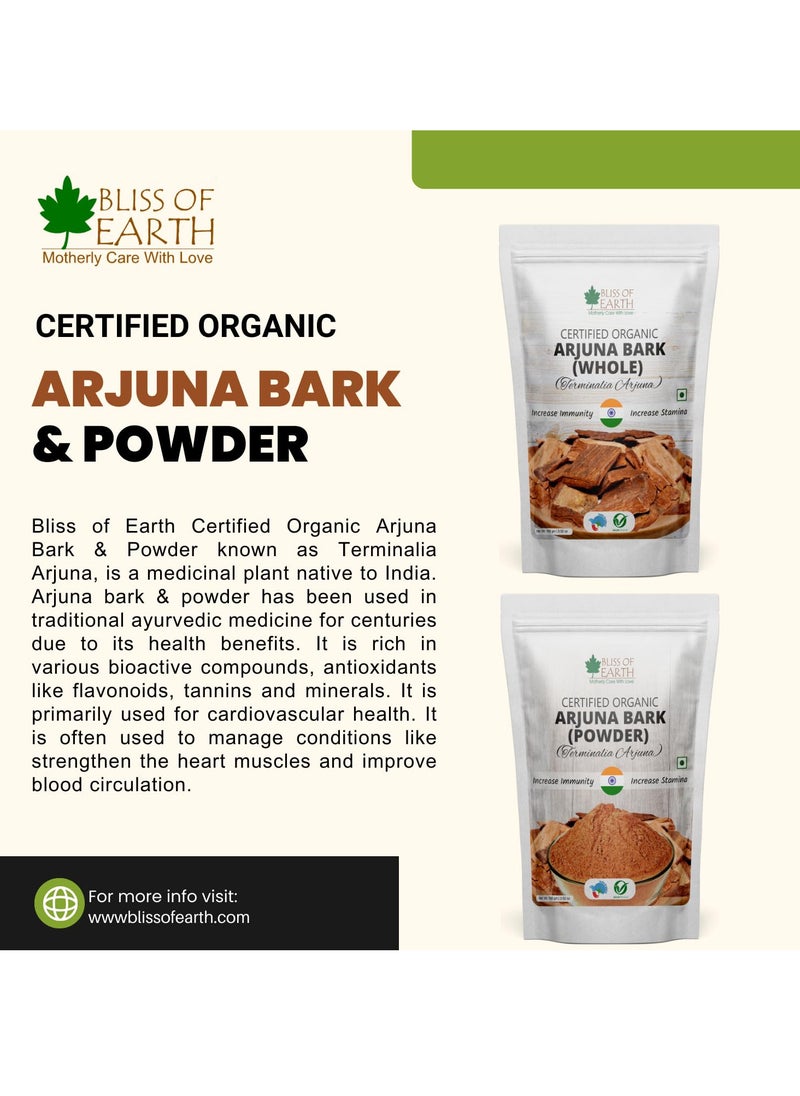 BLISS OF EARTH Arjuna Bark Powder 200g Herbal Supplement for Heart Health and Blood Pressure Organic Natural Cardiovascular Support Pack of 2  - Image 5