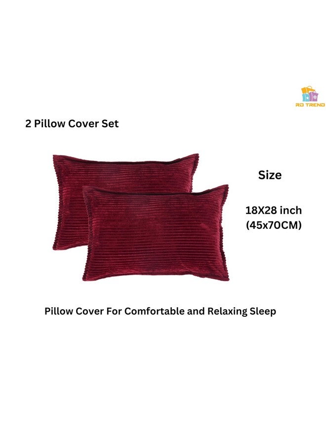 RD TREND 190 GSM Warm Flannel Elastic Fitted Striped bedsheets for Winter King Size(78X72X8 Inch) with 2 Pillow Cover Size 18x28 Inches, Color-Marron,Striped - Image 4