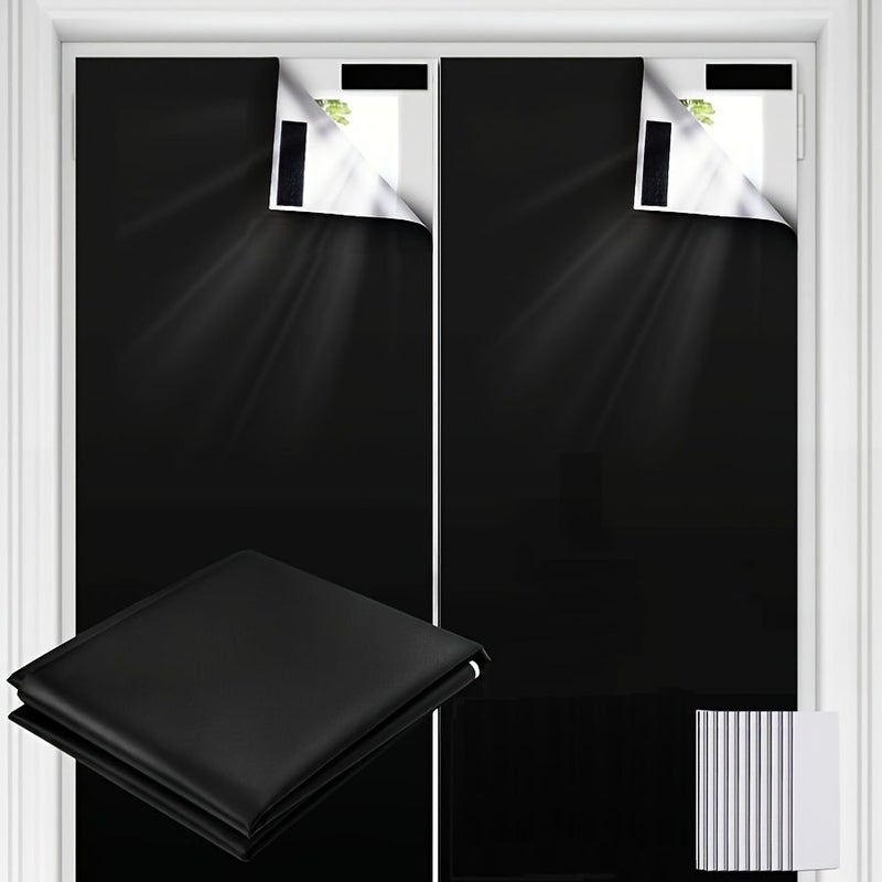 Portable Blackout Curtains 148x80cm 100% Light Blocking Self-Adhesive No Drilling Easy Adjust Home Office Travel - Image 1