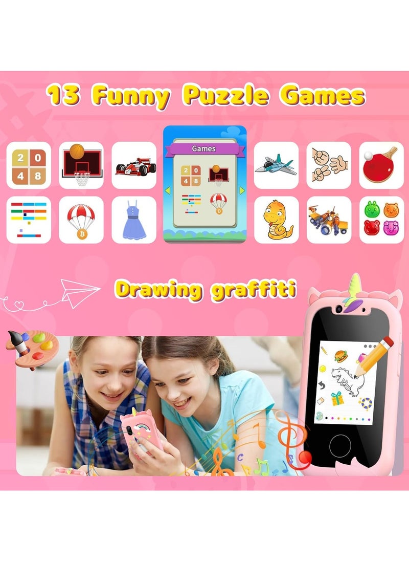 ARNOTEC Kids Smart Phone Toys for Girls Ages 3-8 Toddler Play Travel Toys with Dual Camera Educational Learning Games Puzzles MP3 Music Player Birthday Gifts for Kids Girls 3 4 5 6 7 8 Year Old  - Image 5